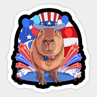 Capybara Patriotic 4th of July American Flag Sticker